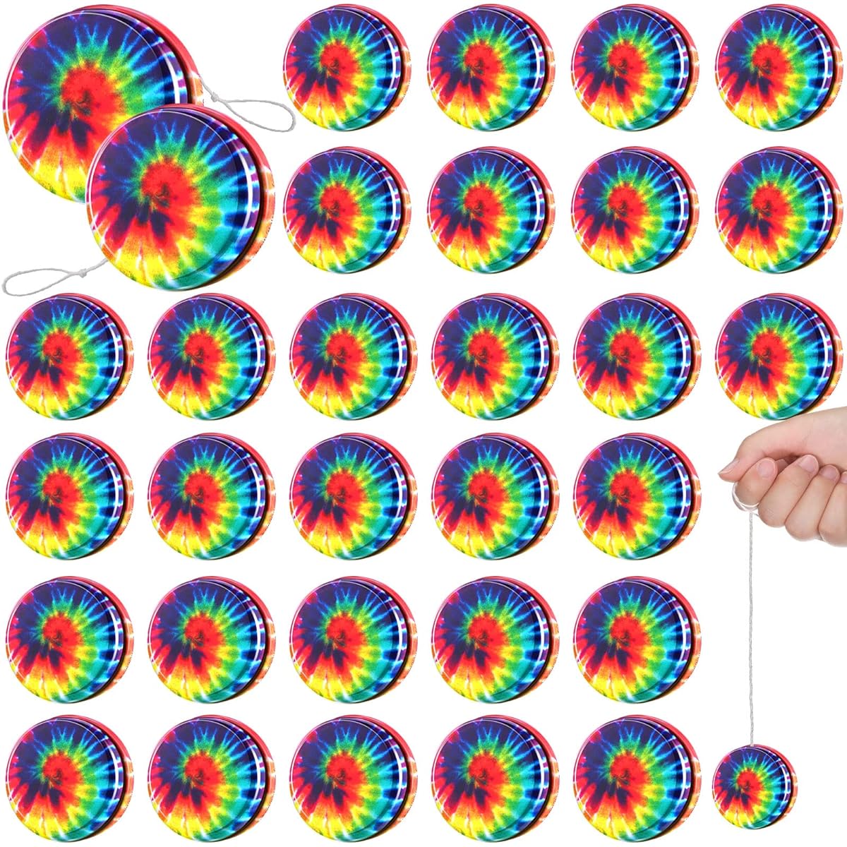 Smile Face Yo Yos Metal Rainbow Yo-Yo Toys, Pack of 32, Assorted Designs, Yo-Yo Party Favors, Holiday Goodie Bag Stuffers, Birthday Party Favors, Classroom Giveaways (Rainbow)