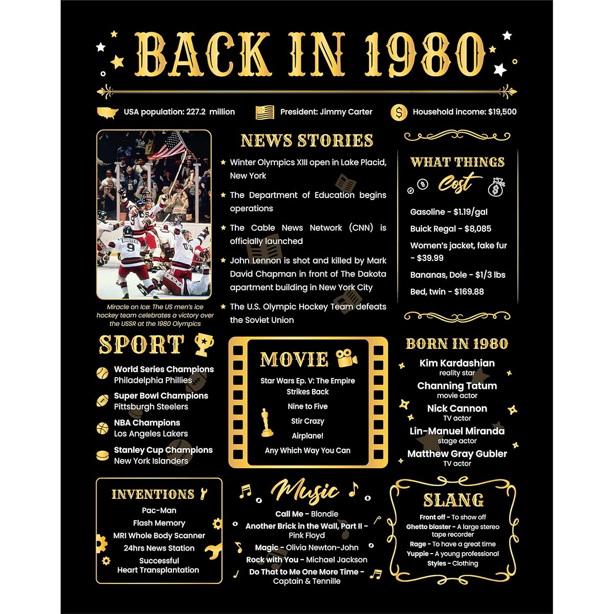 Back in 1980 Birthday Card - 43rd Birthday Gift for Women or Men - 43rd Birthday Decorations - Funny Table Centerpiece for 43rd Birthday Party [Poster Unframed 8x10 Inches]