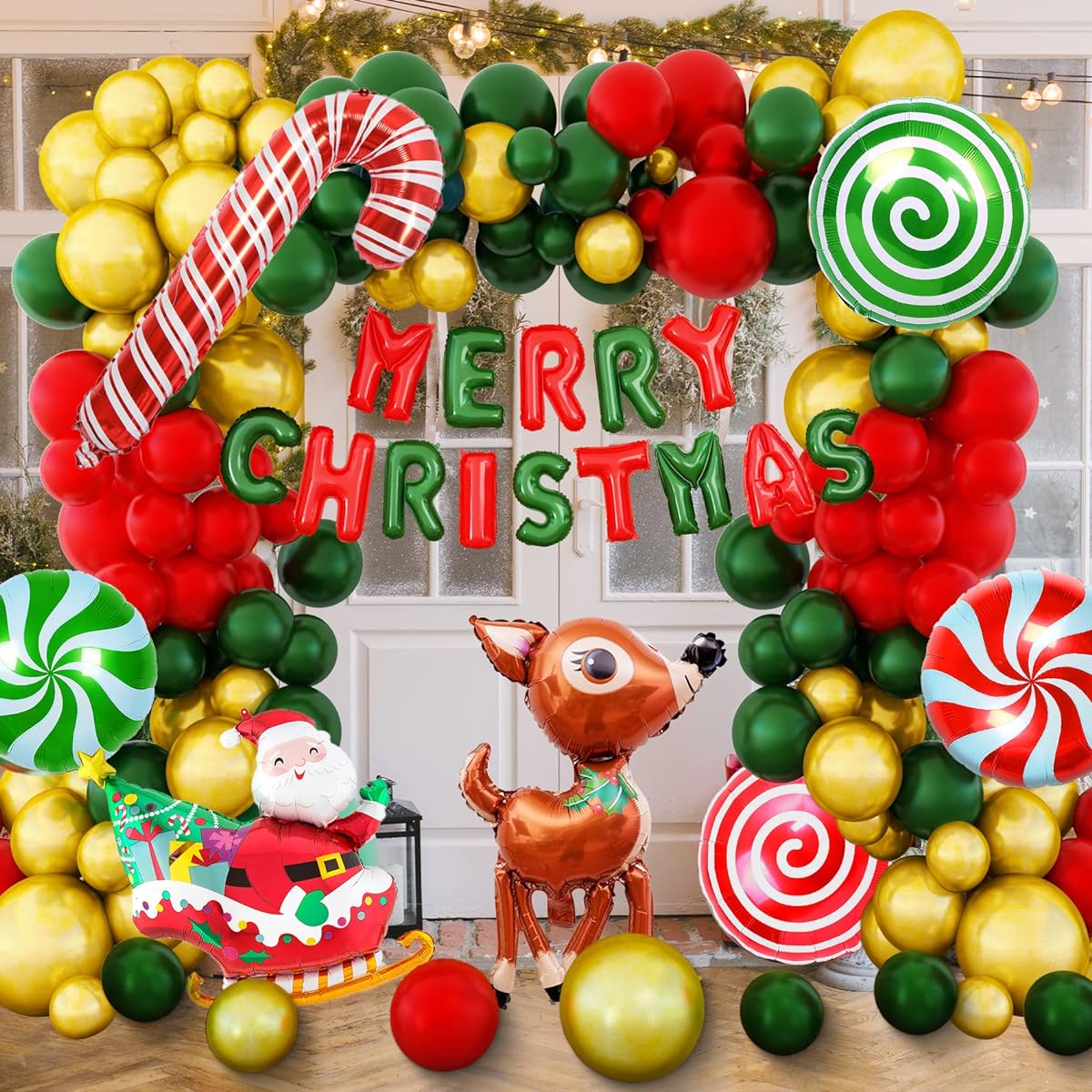 MISS FANTASY Christmas Balloons Arch Garland Merry Christmas Banner Foil Balloons Christmas Party Decorations