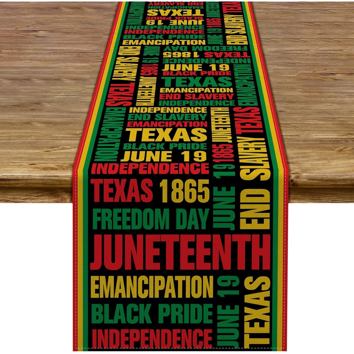 Linen Juneteenth Table Runner African American June 19th 1865 Freedom Day Festival Celebration Dinner Table Decorations for Home 13 x 72 Inch