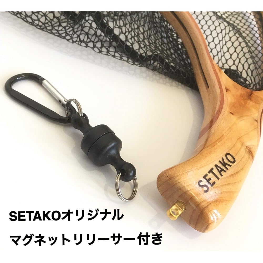 SETAKO Seta Kogyo Wooden Mountain Stream Landing Net Curved Fly Fishing Rubber Wood Frame Small Lightweight