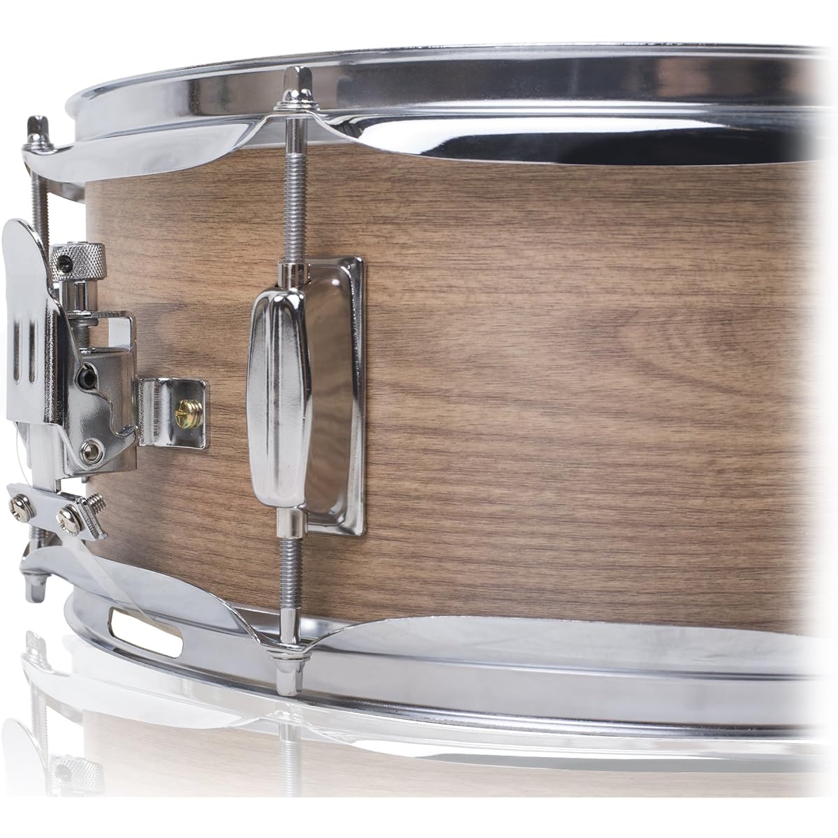GRIFFIN Oak Wood Snare Drum | PVC Poplar Wood Shell 14" x 5.5" | Percussion Instrument with Drummer Key for Students & Professionals | 8 Tuning Lugs & Deluxe Snare Strainer