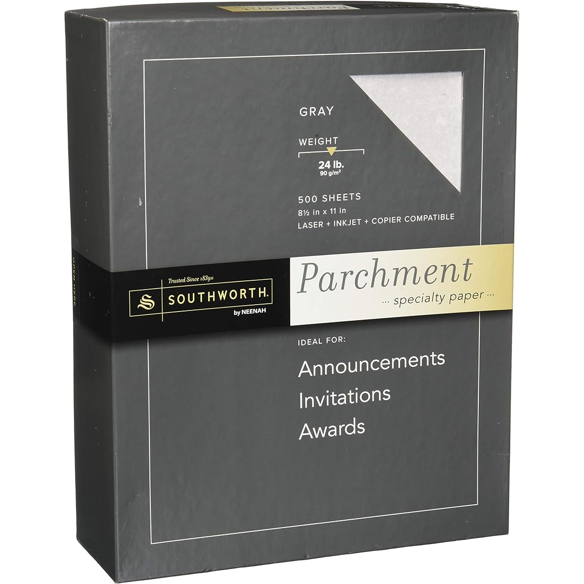 Parchment Specialty Paper, Gray, 24 lb, 8-1/2 x 11 inches, 500 sheets/box