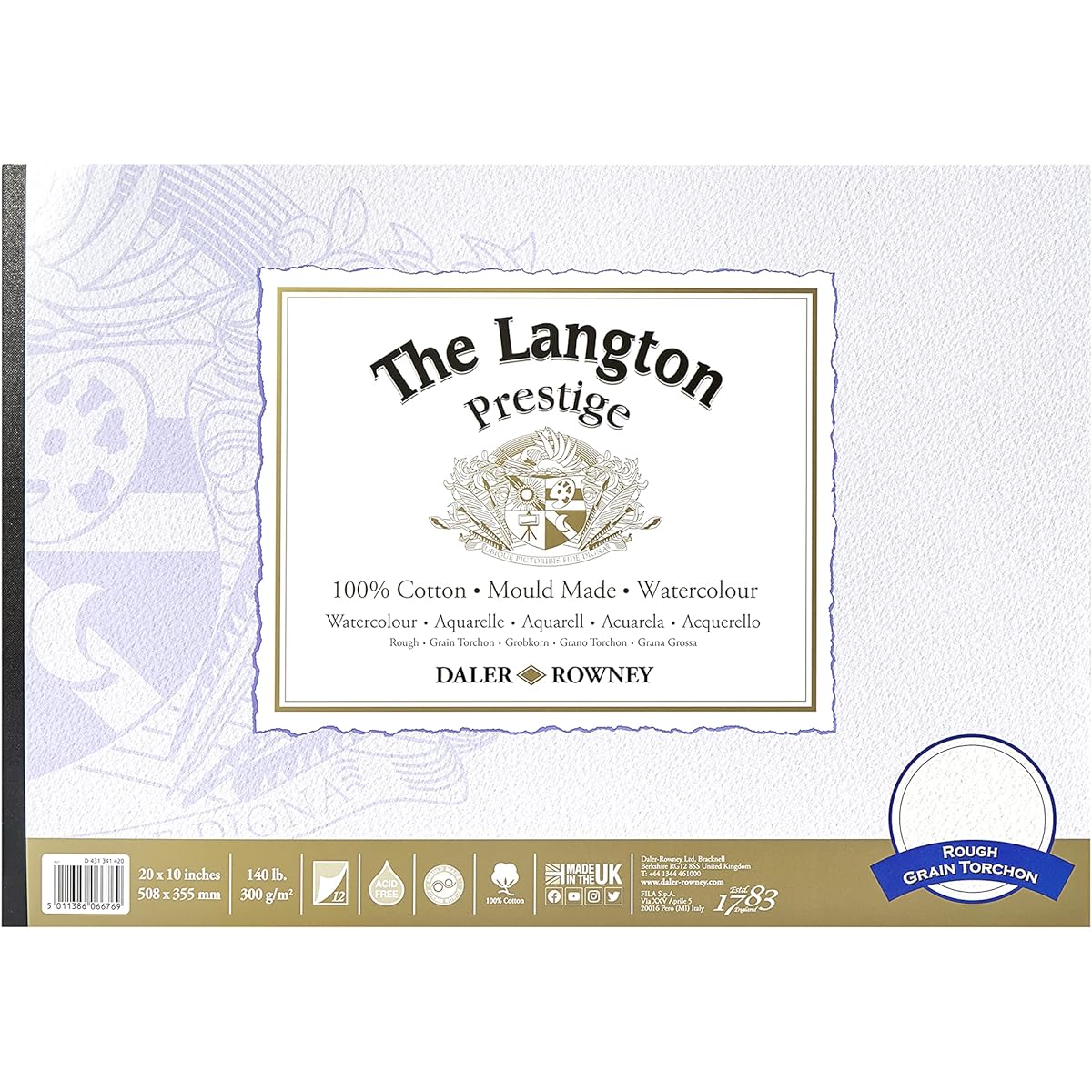 Daler Rowney Langton Prestige Pad Rough 355x508mm (14x20") 300gsm 12 sheets (PAD)