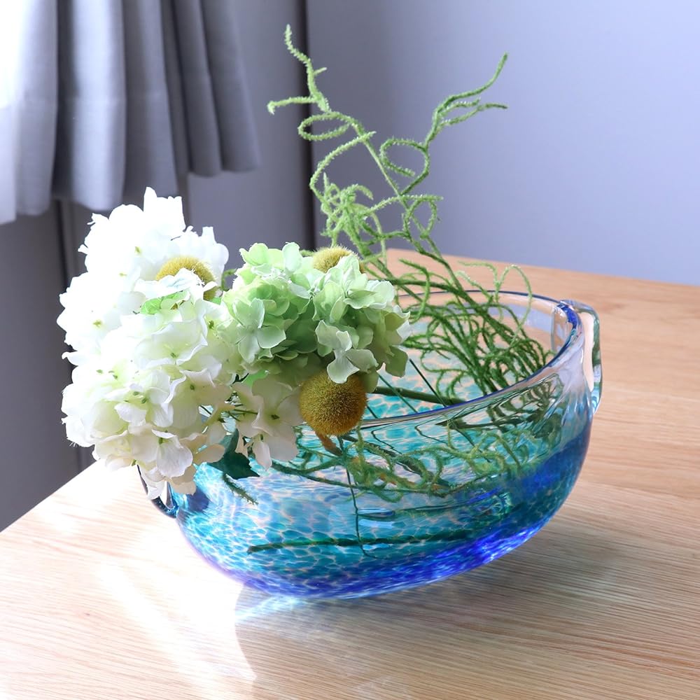 Adelia Tsugaru Vidro Vase, Maximum 26 x 19 x Height 13 cm, Vase, Water Basin, Made in Japan F-79985