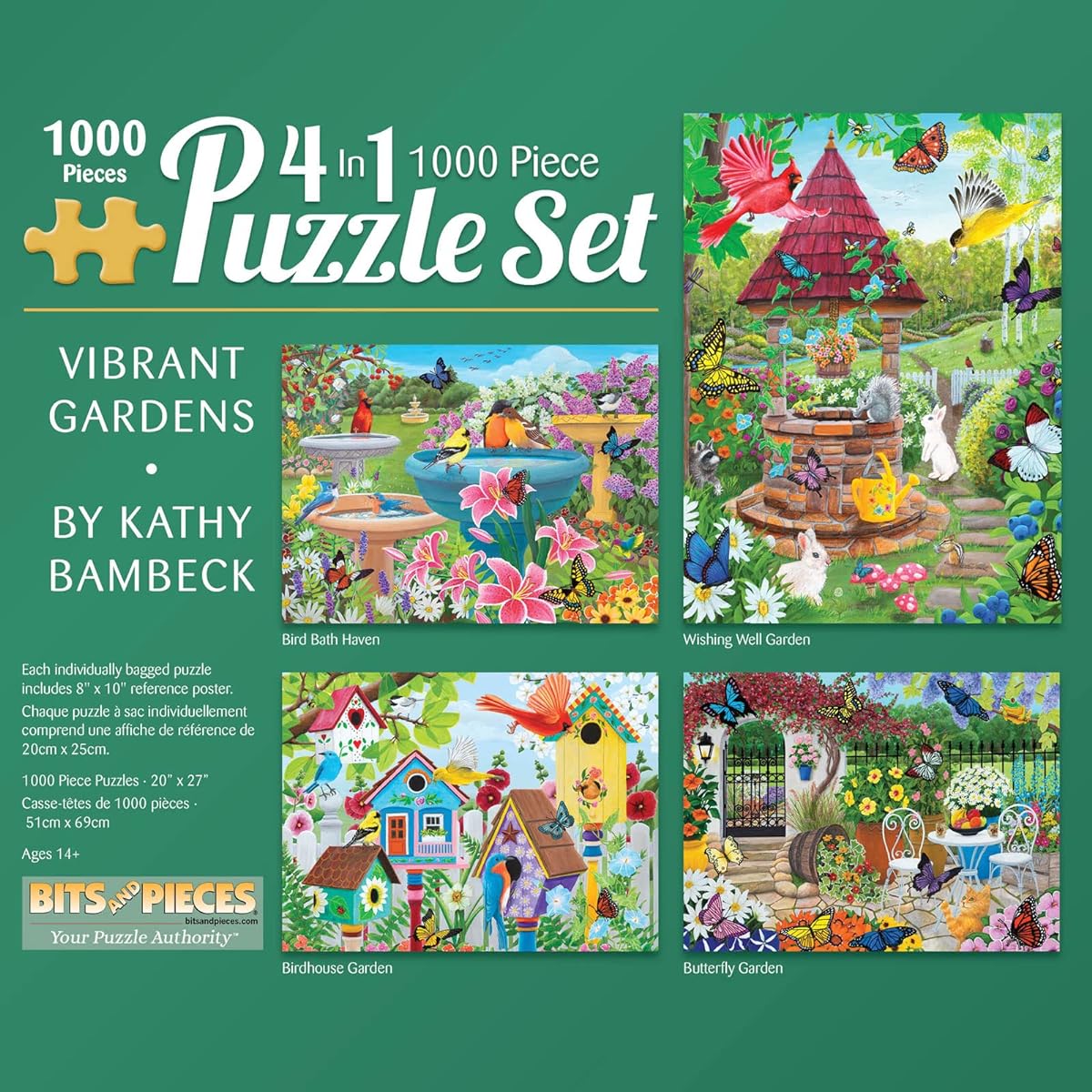 Bits and Pieces - Multi-Pack 4-in-1 1000 Piece Jigsaw Puzzle for Adults - Each Puzzle Measures 20" x 27" - Jigsaw 1000 Piece by Artist Kathy Bambeck