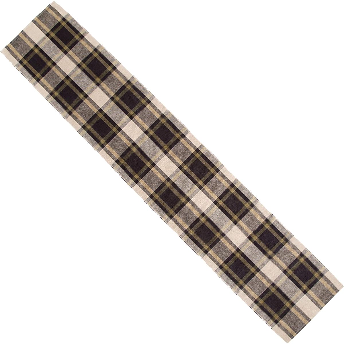 COTTON CRAFT Rustic Checkered Table Runner - 100% Cotton Table Runner - Halloween Harvest Fall Thanksgiving Holiday Christmas Xmas Celebration Dining Party Tabletop Settings - 14x72 Black Gold