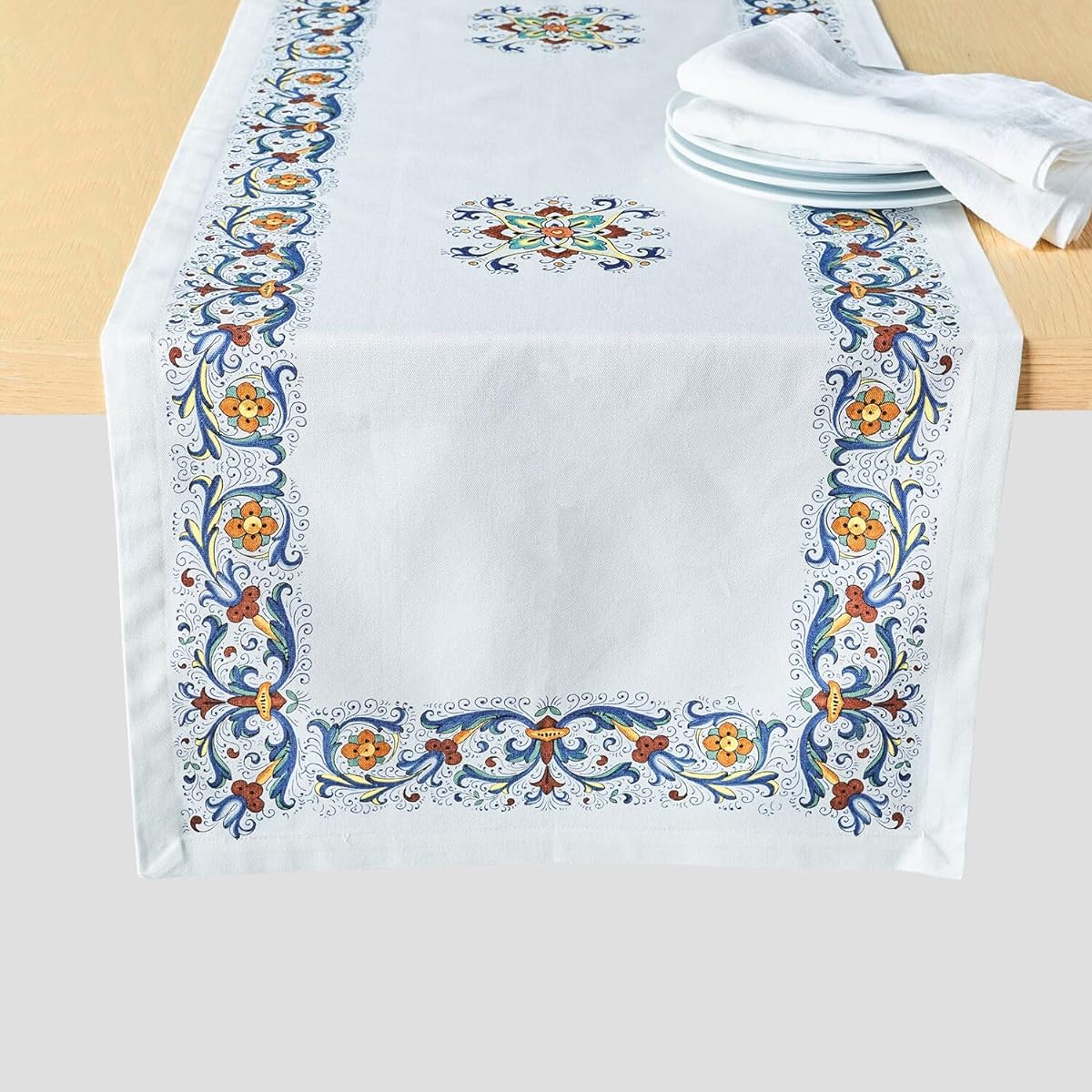 Sur La Table Deruta-Style Runner, White