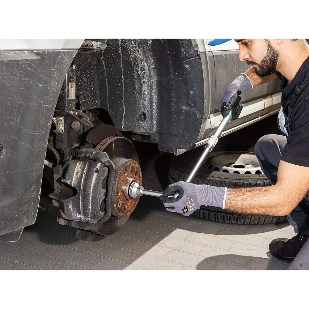 HAZET HiPer Telescopic Reversible Ratchet Torque Wrench Blue/Black/Gray with Ball Lock Continuously Extendable Super Long Version 12.5mm (1/2 inch) Square Drive Small Operating Angle 4° Body Dimensions 614mm [Regular Japanese Import Product] 916HPLG