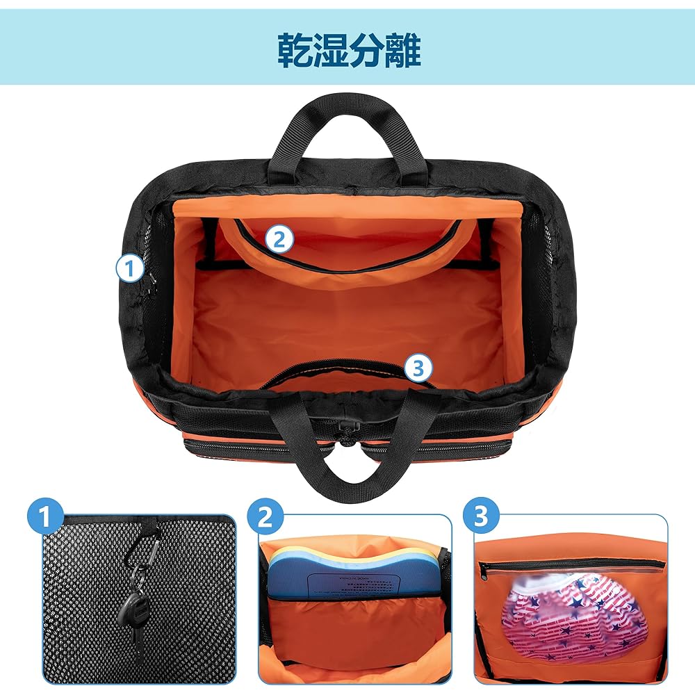 Fasrom Rucksack Travel Bag Sports Bag Pool Bag Climbing Bag Outdoor Rucksack Basketball Soccer Exercise Fishing Diving Unisex Large Capacity Orange