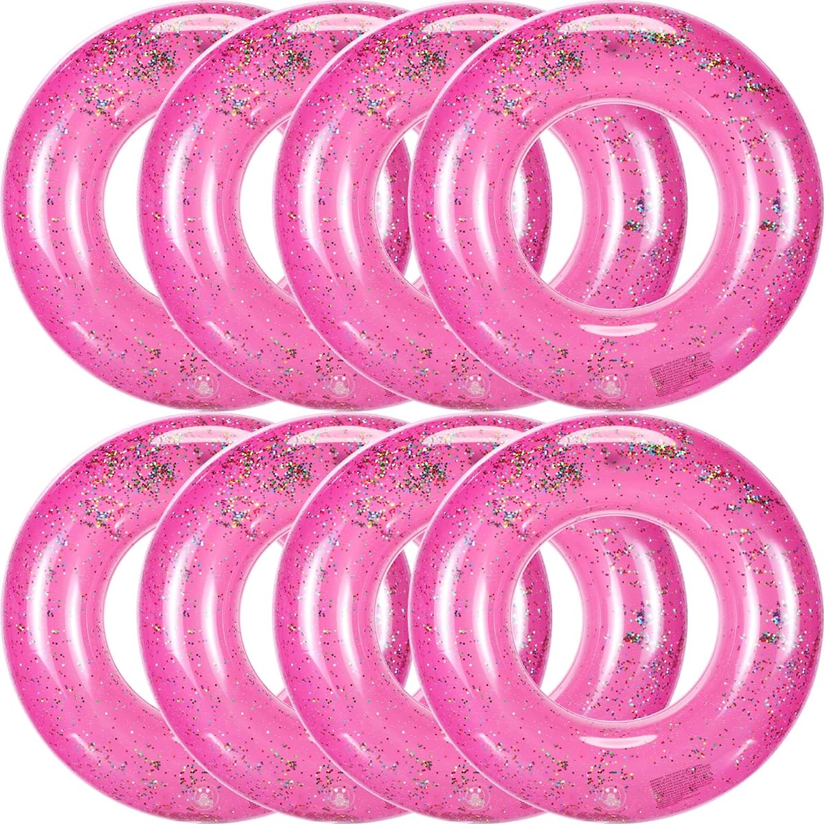 Wettarn 8 Pieces Pool Floats Toys for Girls Boys 24" Inflatable Inner Tubes Sparkly Sequin Pool Tubes Swimming Rings Pool Float Tubes for Outdoor Summer Beach Swimming Pool Party