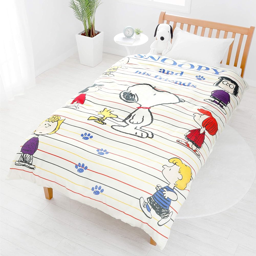 nishikawa [Nishikawa] Snoopy Duvet Cover PEANUTS Single Made in Japan 100% Cotton Easy to put on and take off Does not shrink even after washing Antibacterial Comes with tape with 8 hooks White SP1104 212526131