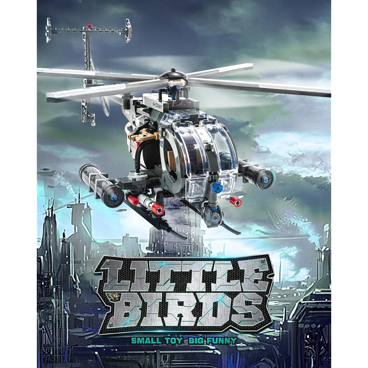 dOvOb Warbird Helicopter Building Blocks Set, Combat Military Aircraft Toys, Gift for Kids or Adults (523 Pieces)