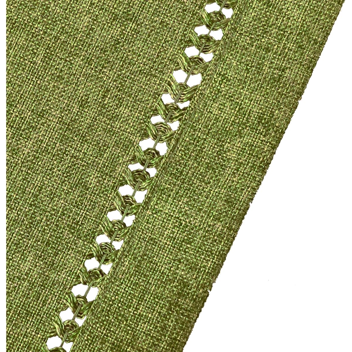 Grelucgo Double Hemstitch Farmhouse Rustic Solid Olive Green Table Runner (14x90 inches)