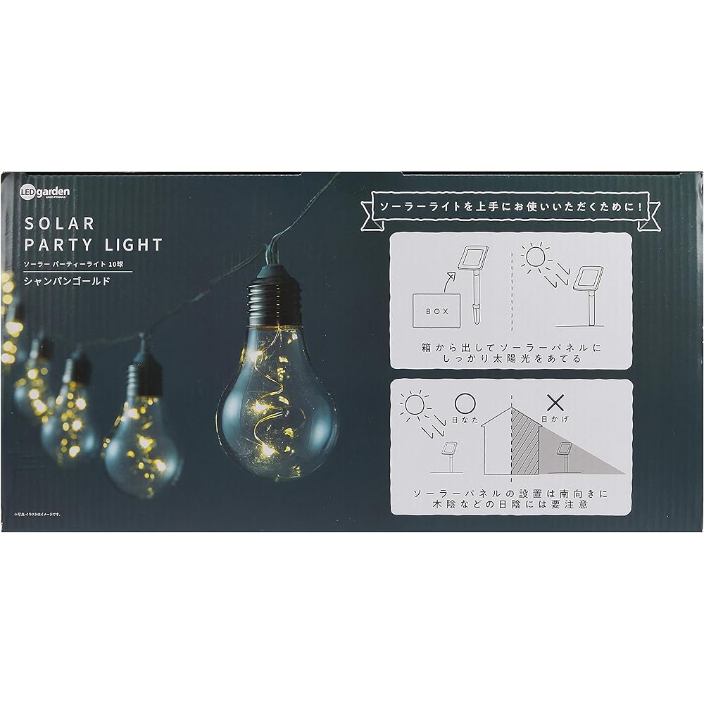 Takasho Solar Light Outdoor Solar Party Light 10 Bulbs Champagne Gold PET LGI LED Automatic Lighting LGI-PT10