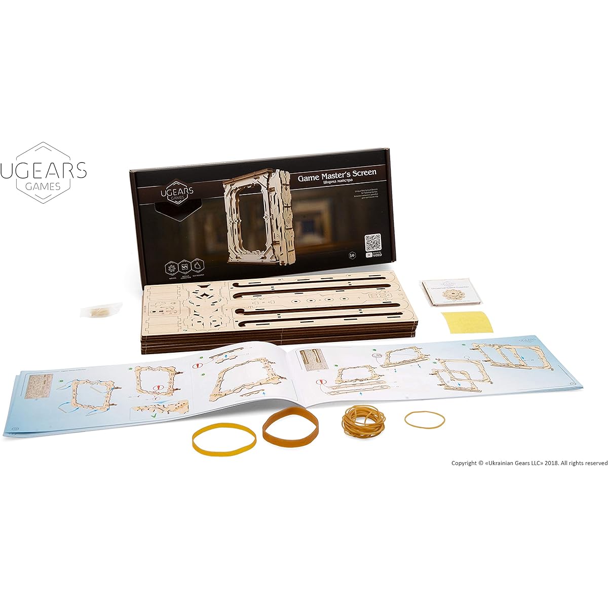 Ugears Game Masters Screen - Unique Wizard Wooden Screen 2 3 4 Panels with Easy Cheat Sheet (A4 or 8.5 x 11 inches)