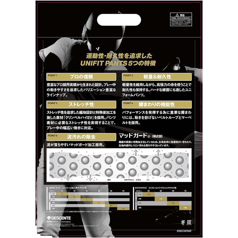 DESCENTE Baseball Uniform Short Fit Pants Unifit Pants DB1014P