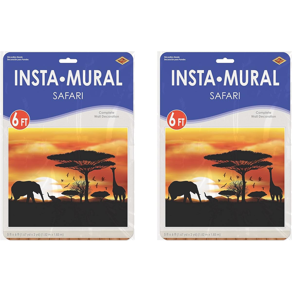 Beistle 53046 Safari Insta Mural 2 Piece 5' x 6' Multicolor