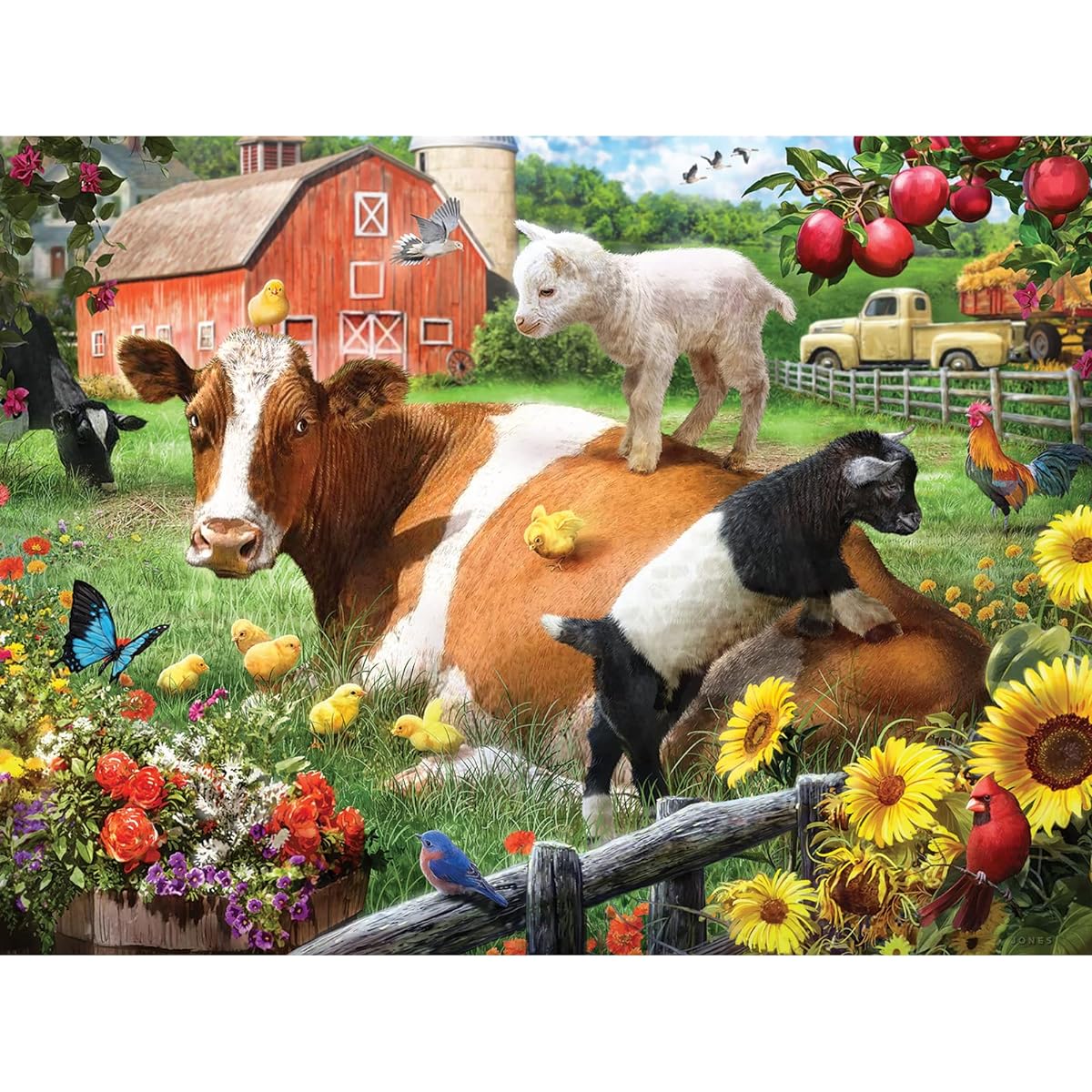 Bits and Pieces 300 Piece Jigsaw Puzzle for Adults Cow and Goat Large Piece Larry Jones 18" x 24"