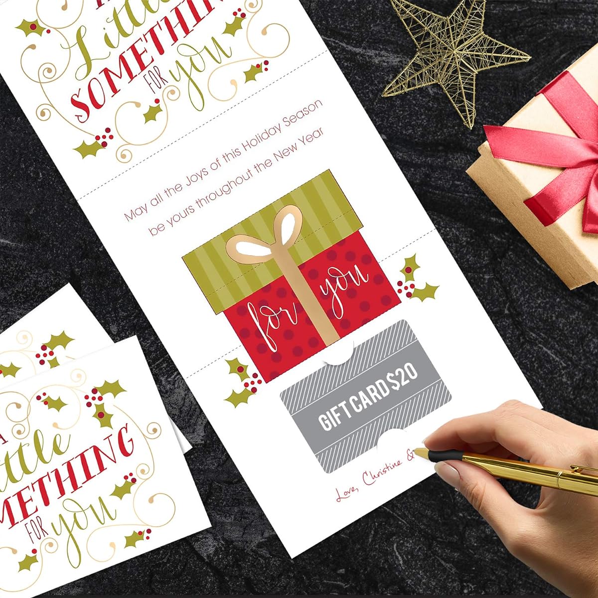 A Little Something Pop Up Gift Card Holder Mailable Christmas Gift Card Holder with 10 Cards and Envelopes