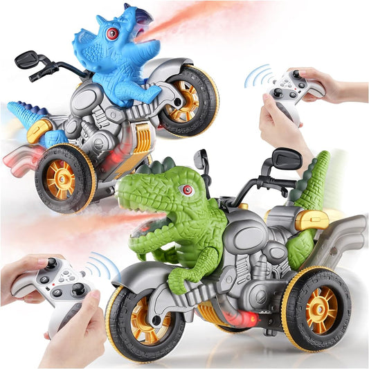 SXJ 2 Remote Control Car for Kids Dinosaur Monster Truck Children Toys for 3 4 5 6 Years Old Toddler Kids 2.4Ghz RC Race Car, Birthday Gift for Boys & Girls