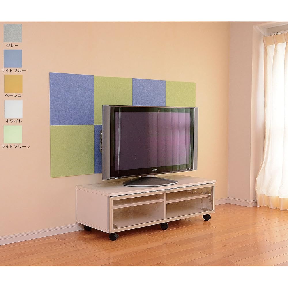 Hikari Co., Ltd. Sound Absorption Color Hard Felt Board with Chamfered Pattern Light Blue 400×400mm Set of 4