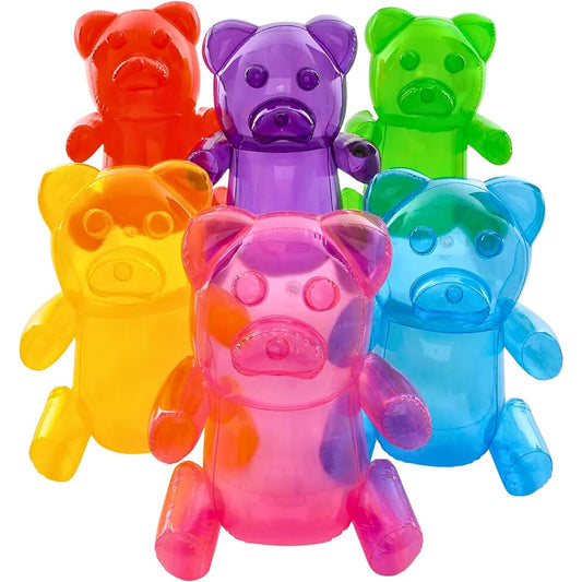 4E's Novelty 6 Pack Giant 24" Inflatable Gummy Bears - Perfect Party Decorations, Unique Pool Toys for Kids, Candyland Theme Birthday Party Decorations Supplies
