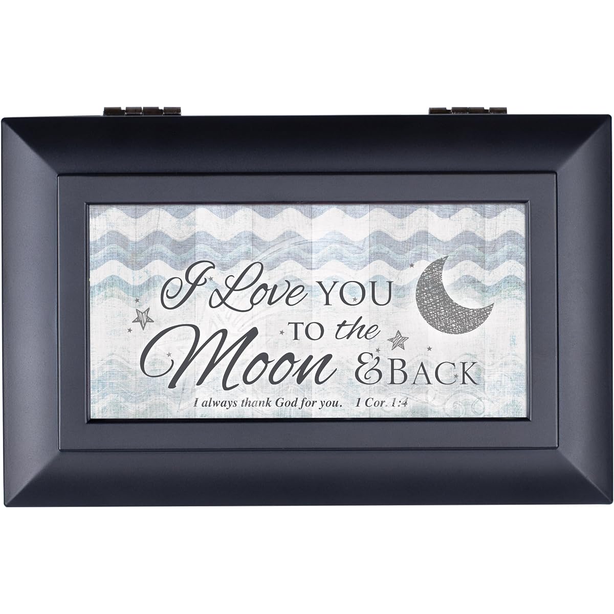 Love You To The Moon and Back Black Petite Jewelry Music Box Plays Amazing Grace