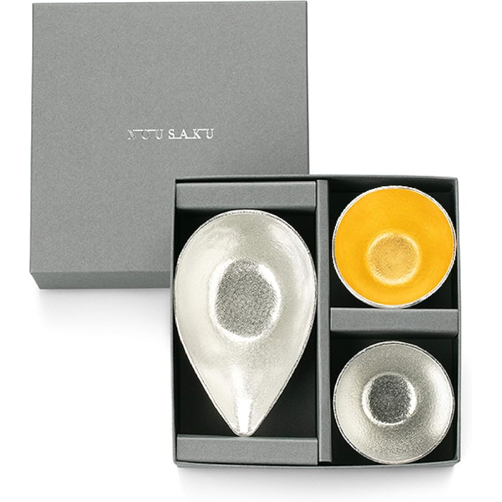 [Wrapping with Nousaku Japanese paper] Katakuchi - Small + Cup - Tin / Gold KS=G Gold and Silver