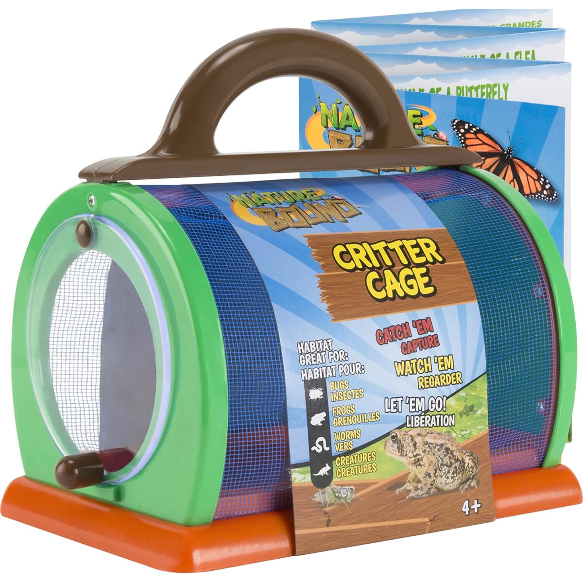 Nature Bound Toys Critter Cage Bug Catcher and Habitat Kit, Insect Net, Activity Booklet, Green, for Kids, 8.5" x 5.7" x 8", Indoor and Outdoor Use