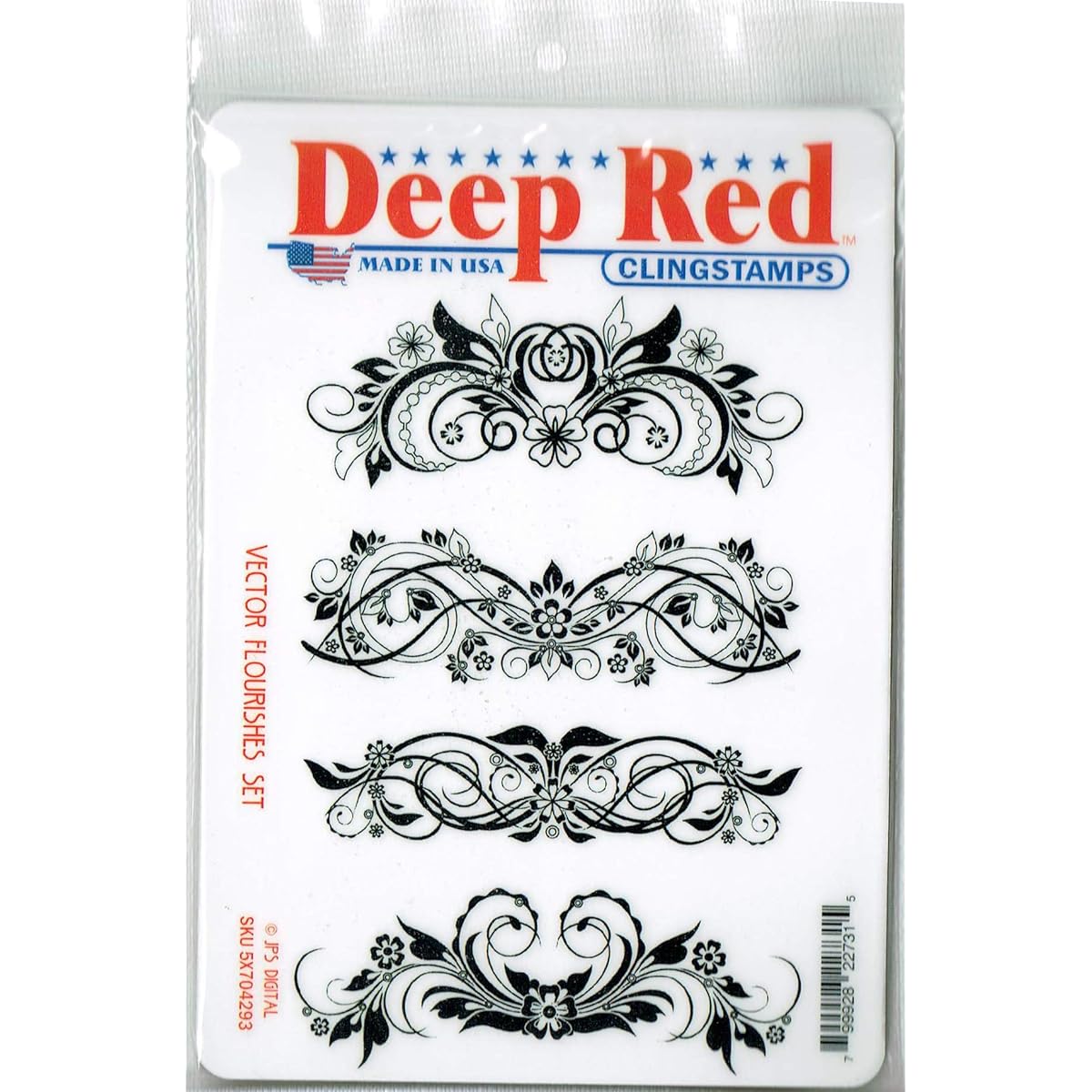 Deep Red Cling Stamp Set Vector Flourishes