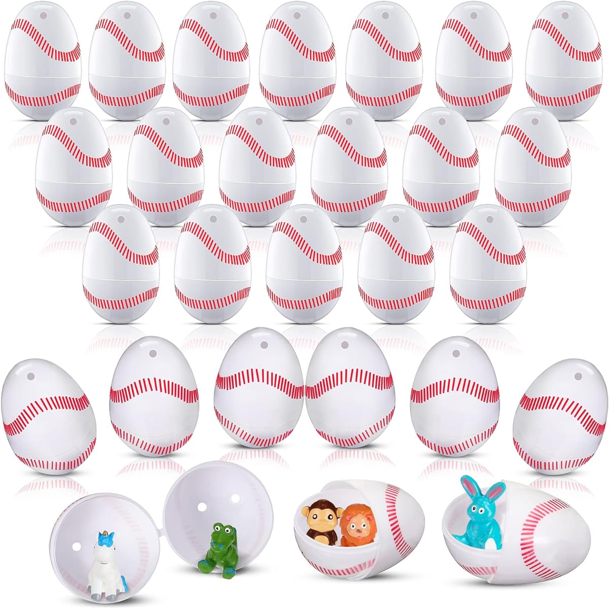 Skylety Baseball Plastic Easter Eggs Sports Fillable Easter Eggs Party Easter Hunt Easter Decorations Surprise Eggs and Basket Stuffers for Sports Enthusiasts Team Party Favors 24 Pieces