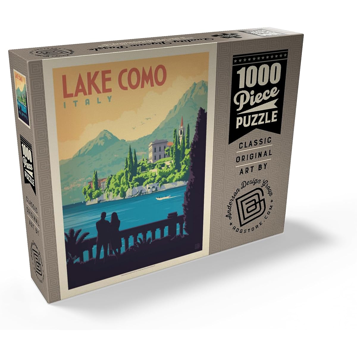 Italy: Lake Como Vintage Poster - Premium 1000 Piece Jigsaw Puzzle for Adults
