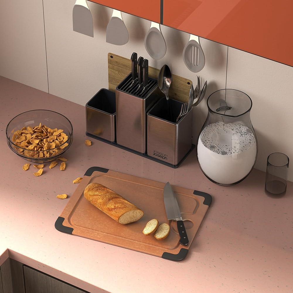 ChefCat Wooden Cutting Board, Pine Fiber, Dishwasher Safe, High Heat Resistance, Antibacterial, Thin, Silicone Non-Slip, High Density Impermeable, Housewarming, Outdoor Suitable, Making Sushi, Cutting Fruits (M)