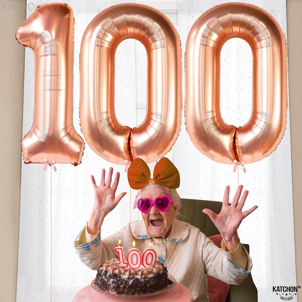 Rose Gold Number 100 Foil Balloon