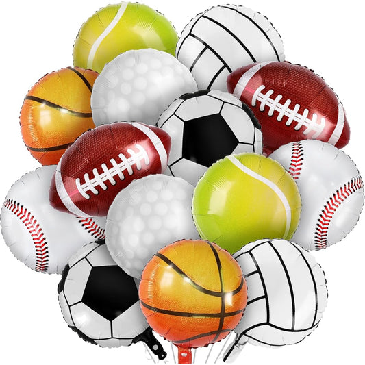28 Piece Sports Foil Balloon Set Mylar Sports Balloons - 18 Inch Baseball Balloon Basketball Balloon Soccer Balloon Volleyball Balloon Sports Game Balloon for Birthday Sports Theme Party