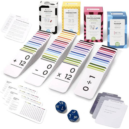 681 Math ADDITION, SUBTRACTION, MULTIPLICATION and DIVISION FLASH CARDS Bundle Kit with Full Box Sets All Facts Colour Coded Best for Kids in Kindergarten, 1ST, 2ND, 3RD, 4TH, 5TH and 6TH Grade