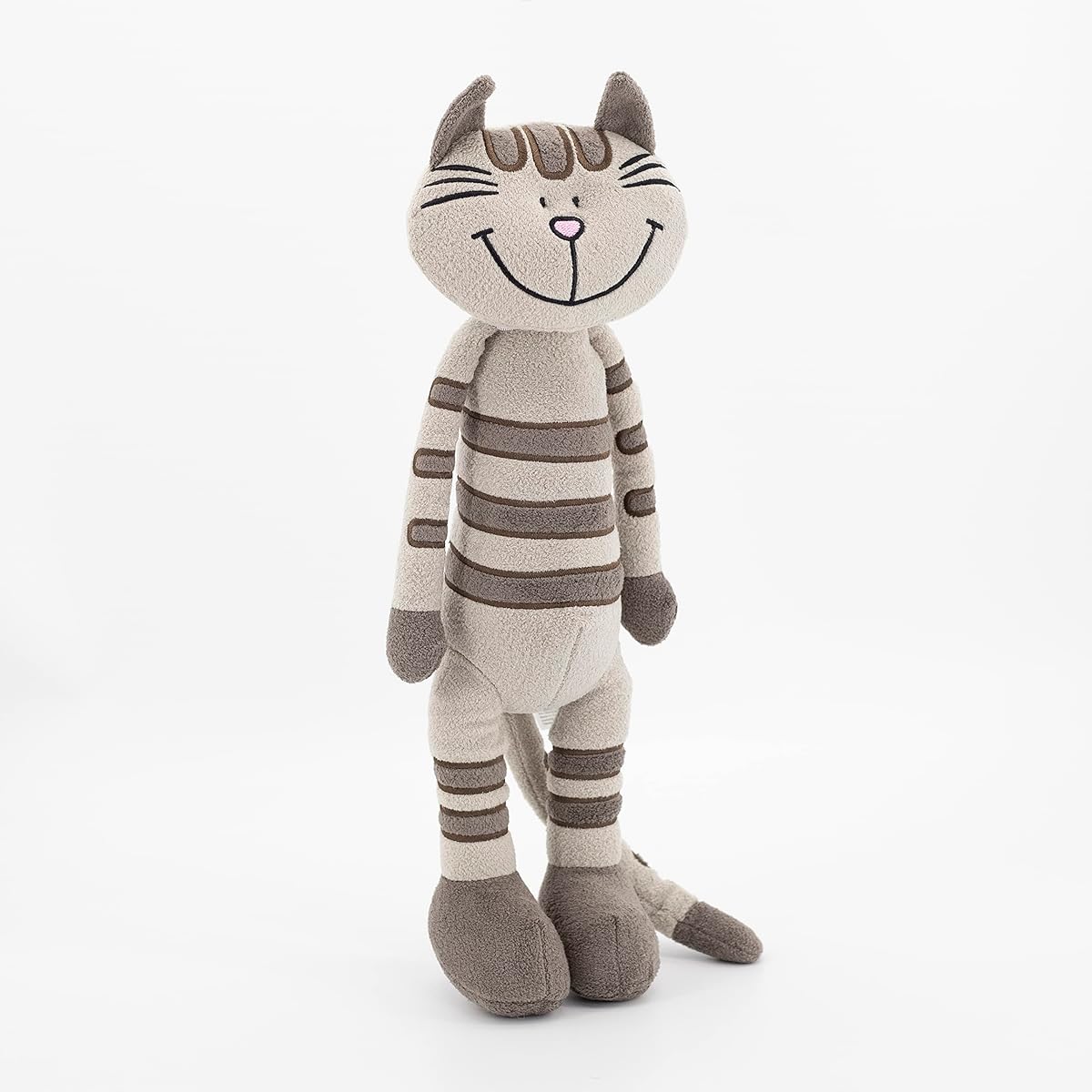 MR VIVICARE 14" Grey Striped Standing Cat Plush Toy for Girls and Boys Grey Cat Stuffed Animal for Kids Newborn Baby Birthday Christmas Gift Machine Washable