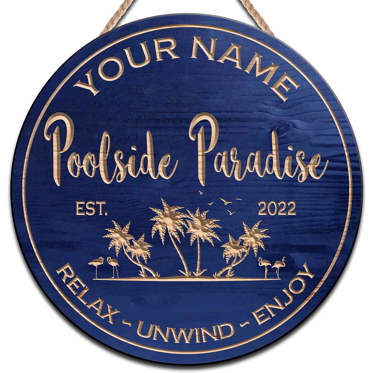 N NAMESISS- Blue Poolside Paradise Sign, Pool Oasis, Retirement Gifts, Custom Pool Signs, Pool Decor, Pool Signs, Pool Gifts, Housewarming Gifts, Custom Pool Gifts (WCS-ETHY-019263002)