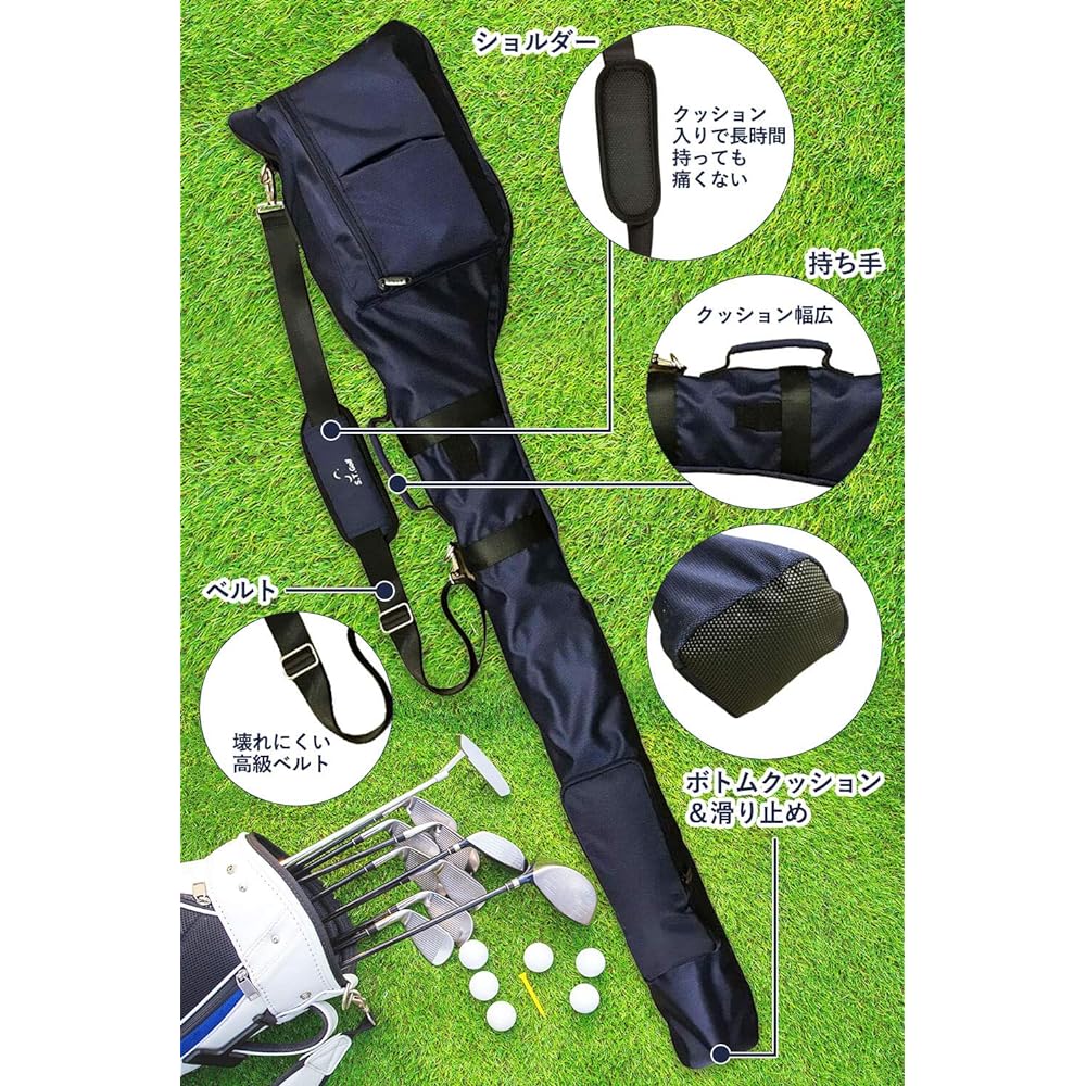 [Uses high-strength 1680D polyester, No. 1 in durability] S.T.Golf golf club case golf bag, 2 pockets, uses 1680D polyester fabric that is resistant to scuffs and scratches, large capacity, holds up to 8 clubs, for practice, folding, waterproof, unreleas