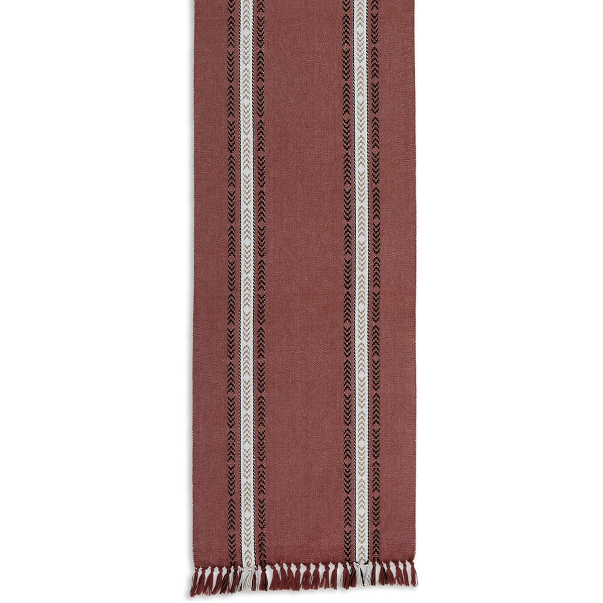 DII Everyday Collection Fringe Stripe Table Runner, 14x72 inches, Clay