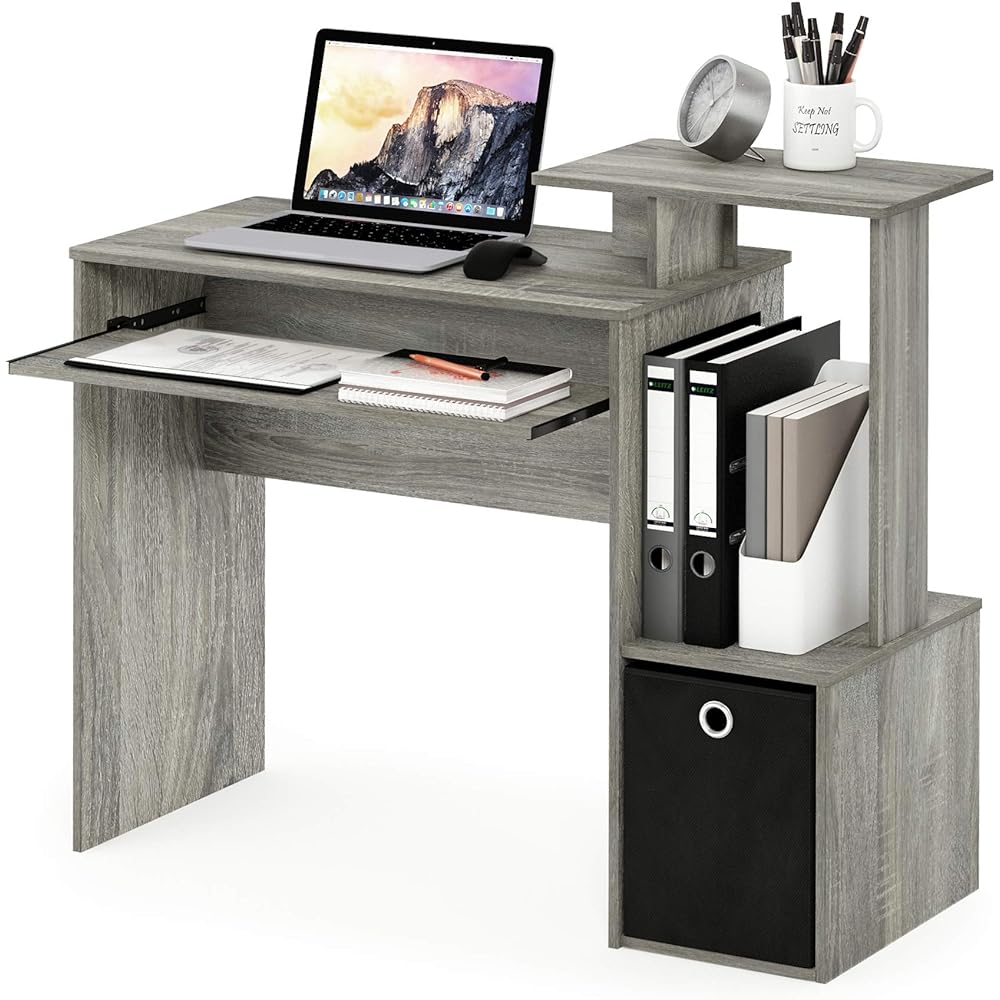 Furinno Econ Home Office Computer Writing Desk Multi-type French Oak/Black Width 100 x Depth 40 x Height 87cm [Japanese regular import product]