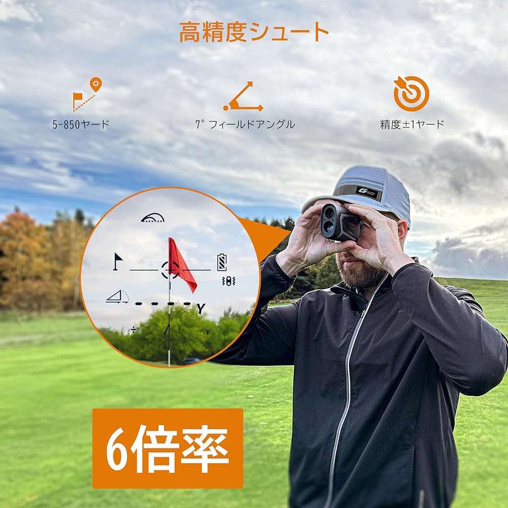 CIGMAN CT-800Y Golf Laser Distance Meter, Compatible with 166.3 ft (800 m), Small, Lightweight, High Low Difference Measurement On/Off, Flaglock Function, Vibration Function, 6x Optical Telephoto,