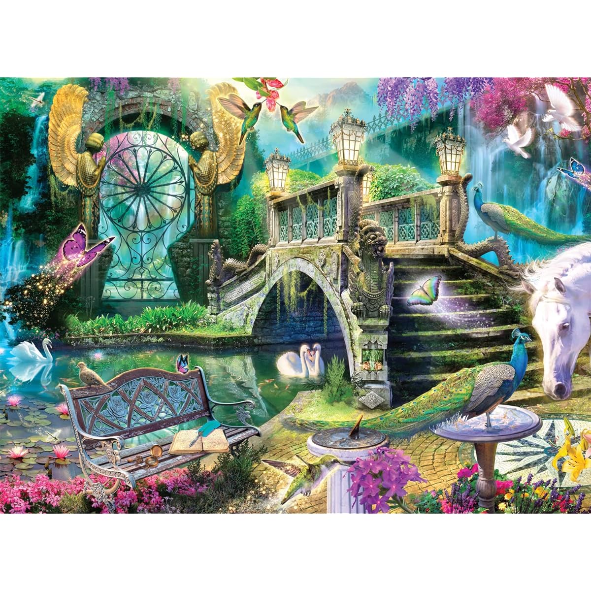 Buffalo Games - Enchanted Garden - 1000 Piece Jigsaw Puzzle for Adults, Challenging Puzzle, Perfect for Game Night - 1000 Pieces, Finished Size 26.75 x 19.75