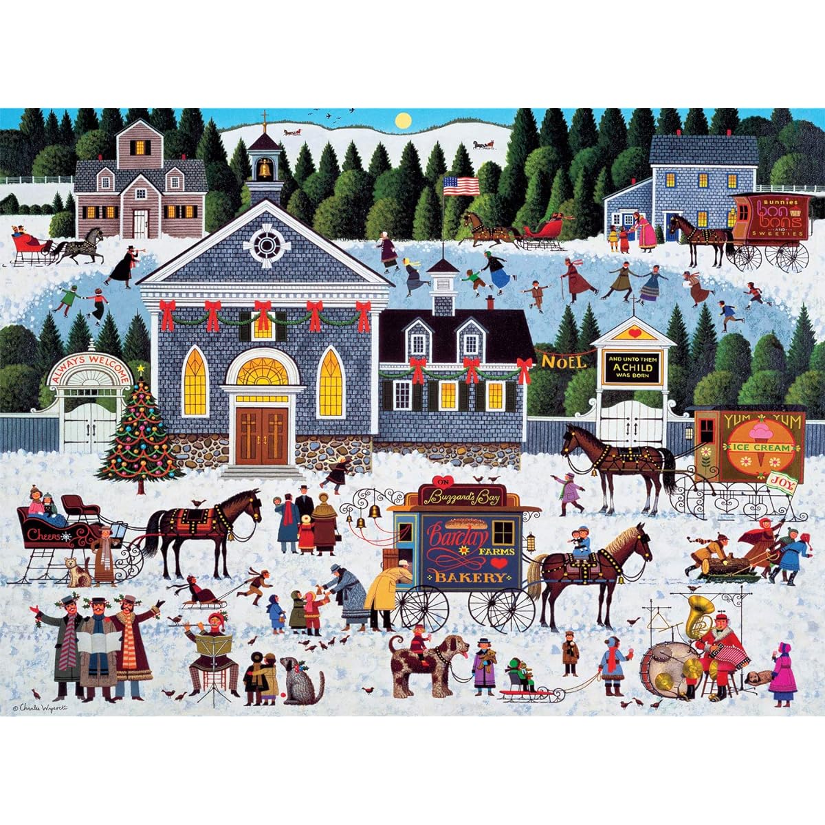 Buffalo Games Churchyard Christmas by Charles Wysocki Jigsaw Puzzle (1000 Piece)