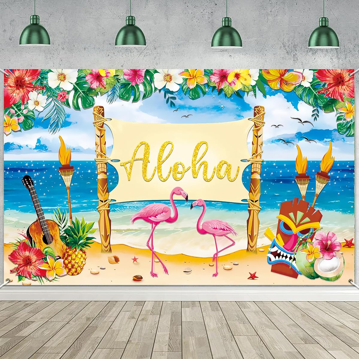 Upgrade Hawaiian Luau Party Decoration Aloha Luau Backdrop Summer Beach Banner Backdrop Photo Supplies Birthday Musical Party Baby Shower Tropical Tiki Theme Decoration 71"x44"