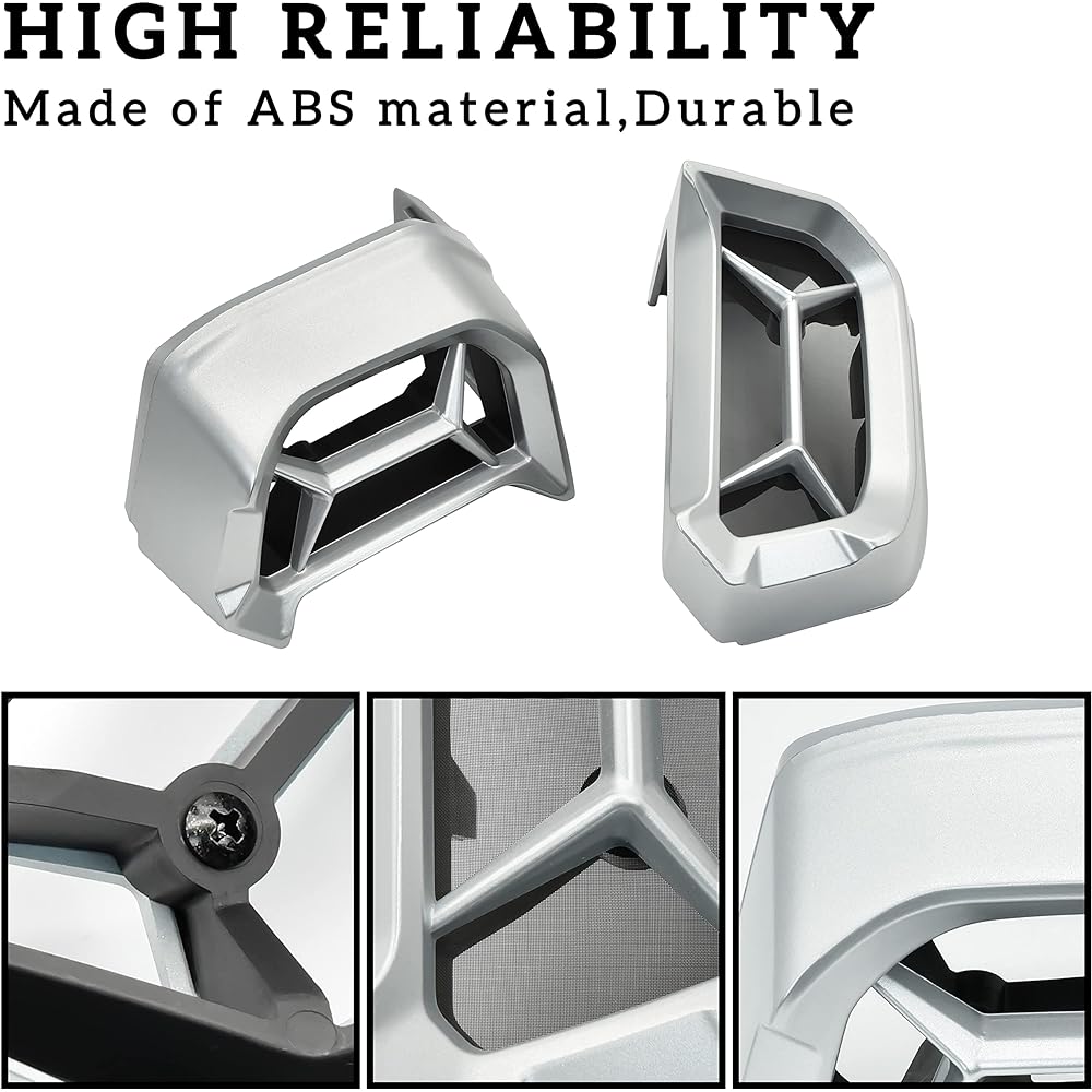 SAUTVS Air Intake Accent with Pre-Filter for Can-Am Ryker Plastic Silver Engine Vent Kit for All Can-Am Ryker Models Accessories (2 Pieces Replaces #219401025)