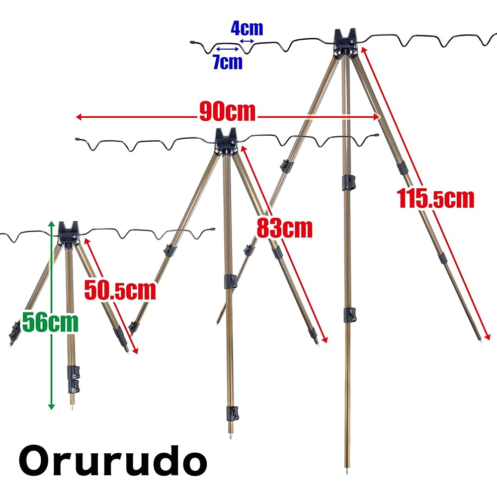 [Orld Fishing Gear] Throwing Fishing Aluminum Mini Tripod, 3 Tiers, Lightweight & with Foldable Compact Function, Brown qb500029a05n0