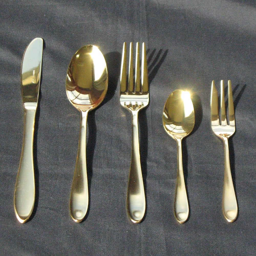Nagao Tsubamesanjo Dinner Knife Gold 5pcs+1pcs 21.3cm 18-0 Stainless Steel Made in Japan