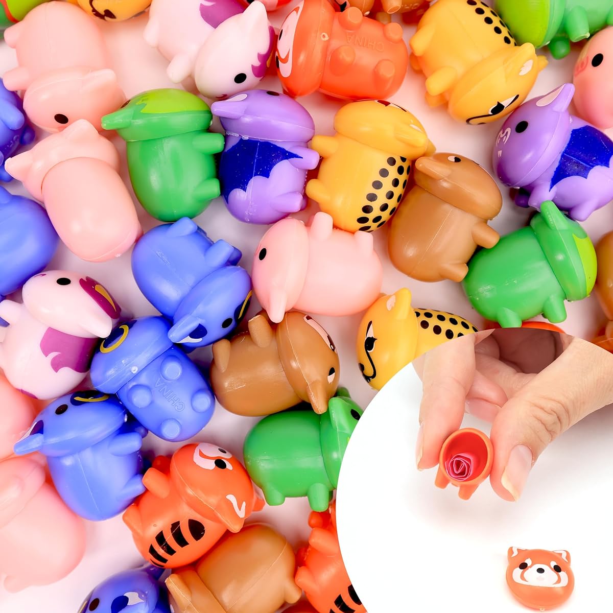 Bulk Toys - Acorn Shaped Animal Figures for Kids - 100 Pieces Small Figurines Party Favors Easter Egg Fillers Goodie Bag Supplies Pinata Stuffers - Bulk Gifts for Kids - Vending Machine Toys